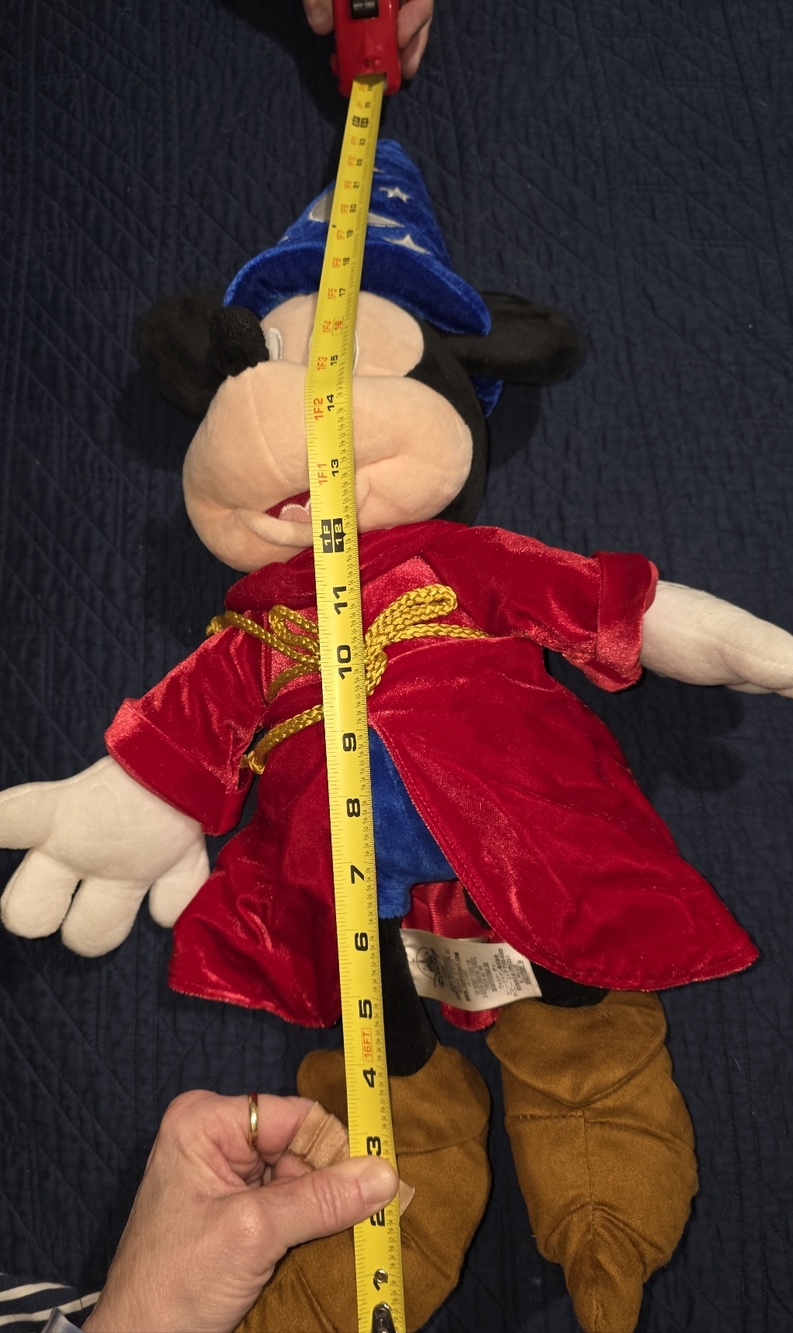 Disney Store Authentic Fantasia Sorcerer Mickey Mouse 23” Plush Hat Robe Soft - Picture 5 of 12